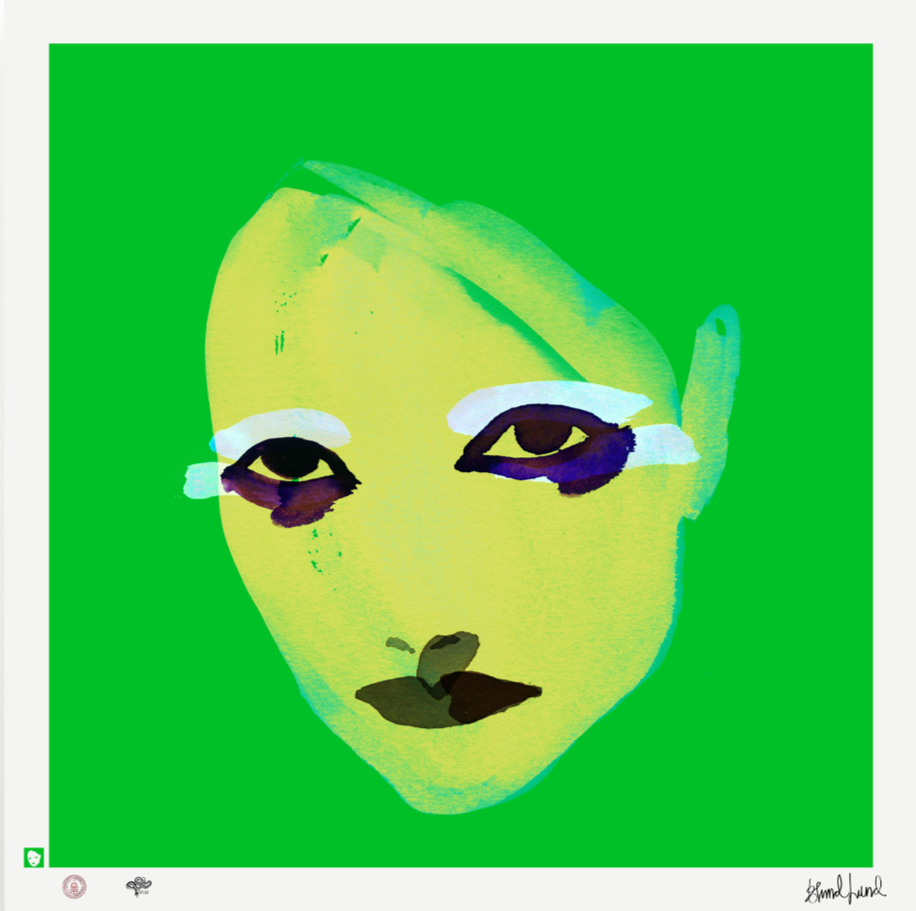 BLUNDLUND FINE ART PRINT / IN THE GUTTER - VIVIENNE YELLOW & GREEN / LIMITED EDITION OF 250