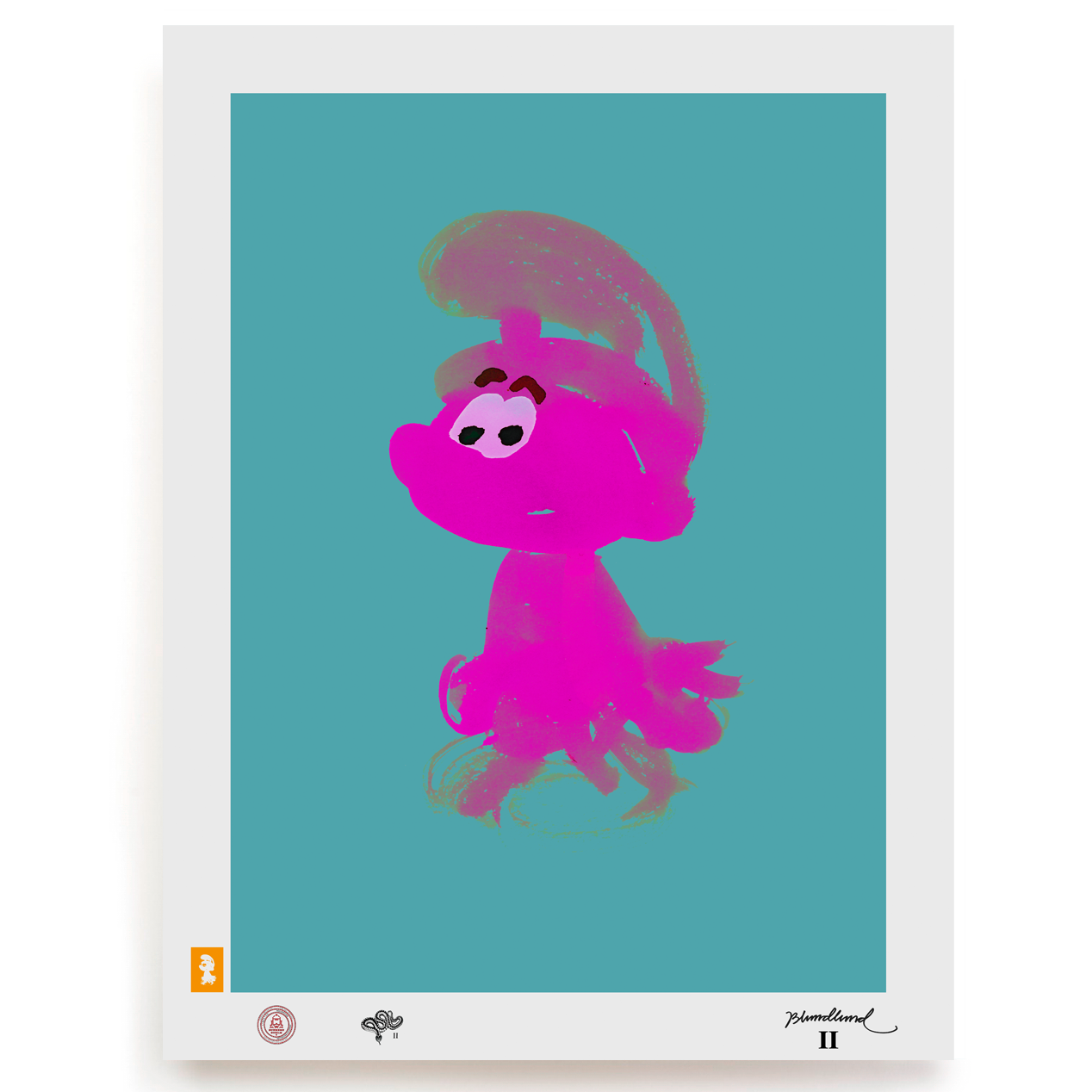 BLUNDLUND.CO.,LTD FINE ART PRINT - UHU PINK TURQUOISE / LIMITED EDITION OF 250